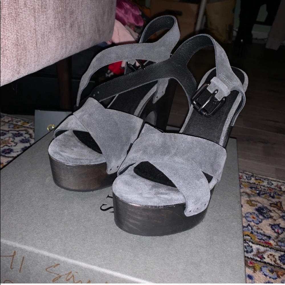 Brand new in box All Saints gray suede sandals